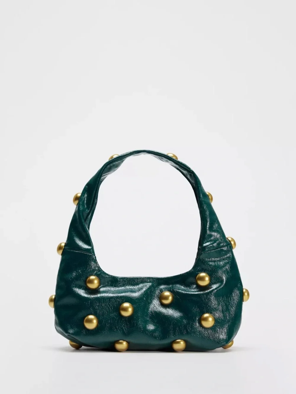 Zara Emerald Green Shoulder Bag with Gold Studs - Picture 1 of 1